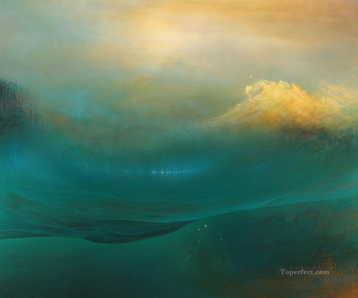 波の抽象的な海の風景油絵